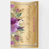 Eleganter Glitzer-Blumen-Diamant-Goldgeburtstag Banner (Vertikal)
