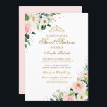Eleganter Glitzer Blush Gold Floral 16 . Geburtsta Einladung<br><div class="desc">Hübscher florale 16 . Geburtstag Einladungen im Kleinen Bayleigh Store!</div>