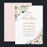 Eleganter Glitzer Blush Gold Floral 16 . Geburtsta Einladung<br><div class="desc">Hübscher florale 16 . Geburtstag Einladungen im Kleinen Bayleigh Store!</div>