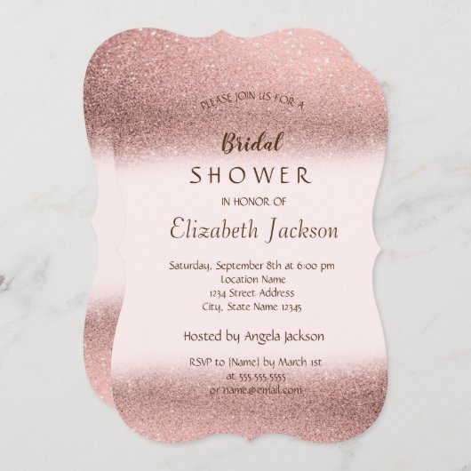 Eleganter Glitzer Bokeh Brautparty Einladung (Vorne/Hinten)