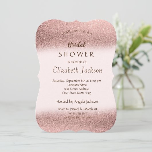 Eleganter Glitzer Bokeh Brautparty Einladung (Stehend Vorderseite)