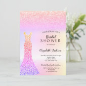 Eleganter Glitzer Bokeh Dress Brautparty Einladung (Stehend Vorderseite)