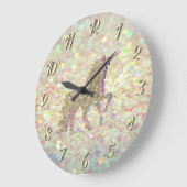 Eleganter Glitzer Bokeh , Gold Glitzer Unicorn Große Wanduhr (Winkel)