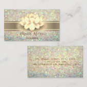 Eleganter Glitzer Bokeh, Gold Stripe Yoga Lotus Visitenkarte (Vorne/Hinten)