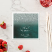 Eleganter Glitzer Bokeh Green Dankeschön Karte Serviette (Beispiel)