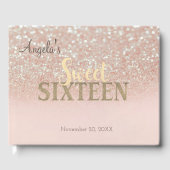 Eleganter Glitzer Bokeh Ombre, Sweet 16 Gästebuch (Vorderseite)