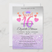 Eleganter Glitzer Bokeh Ombre, Tiara, Sweet 16 Par Einladung (Vorderseite)