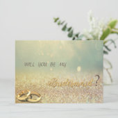 Eleganter Glitzer Bokeh,Rings Bridesmaid Card Einladung (Stehend Vorderseite)
