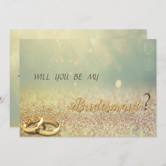 Eleganter Glitzer Bokeh,Rings Bridesmaid Card Einladung (Vorne/Hinten)