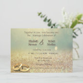 Eleganter Glitzer Bokeh, Rings Wedding Einladung (Stehend Vorderseite)