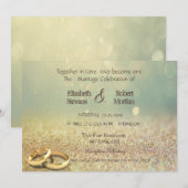 Eleganter Glitzer Bokeh, Rings Wedding Einladung (Vorne/Hinten)
