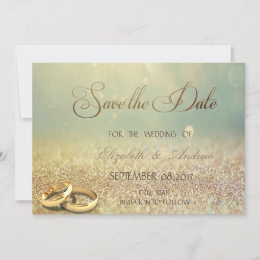 Eleganter Glitzer Bokeh,Rings Wedding Save the dat Save The Date (Vorderseite)