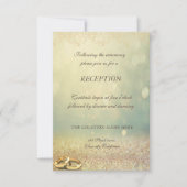 Eleganter Glitzer Bokeh, Ringsl Hochzeitsempfang Einladung (Vorderseite)