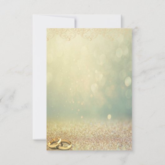 Eleganter Glitzer Bokeh, Ringsl Hochzeitsempfang Einladung (Rückseite)