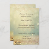 Eleganter Glitzer Bokeh, Ringsl Hochzeitsempfang Einladung (Vorne/Hinten)