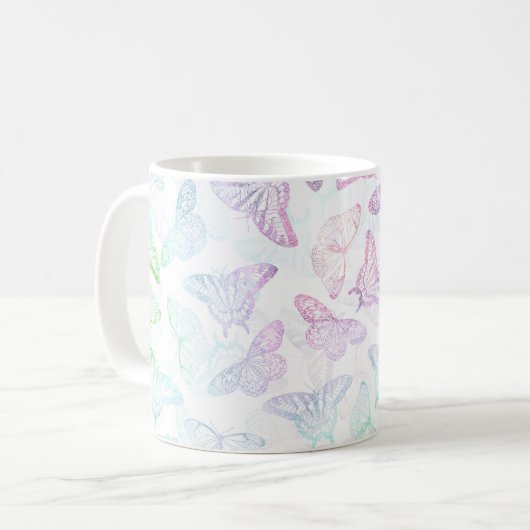 Eleganter Glitzer Butterfly Design Kaffeetasse (Vorderseite Links)
