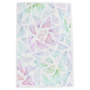 Eleganter Glitzer Butterfly Design Mittlere Geschenktüte