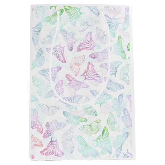 Eleganter Glitzer Butterfly Design Mittlere Geschenktüte (Vorderseite)