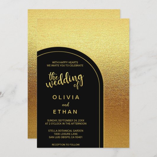 Eleganter Glitzer-Chic Hochzeitsempfang Einladung (Vorne/Hinten)