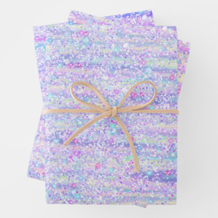 Eleganter Glitzer Confetti Holographic Trendy Girl Geschenkpapier Set