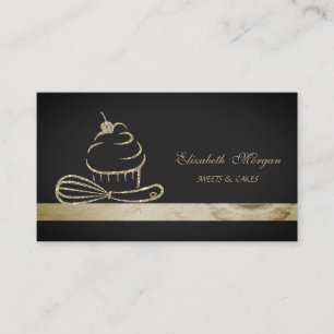 Eleganter Glitzer Cupcake Black Bakery Visitenkarte