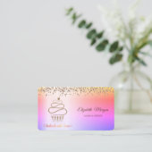 Eleganter Glitzer Cupcake, Süßigkeiten, Bäckerei O Visitenkarte (Stehend Vorderseite)