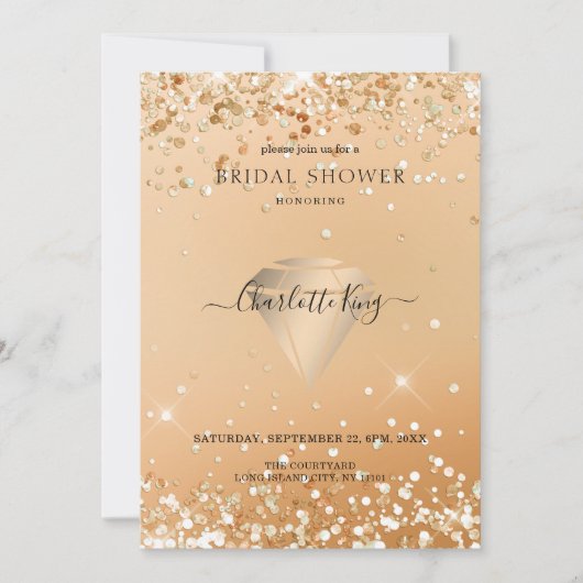 Eleganter Glitzer Diamond Einladung (Vorderseite)