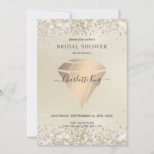 Eleganter Glitzer Diamond Einladung (Vorderseite)