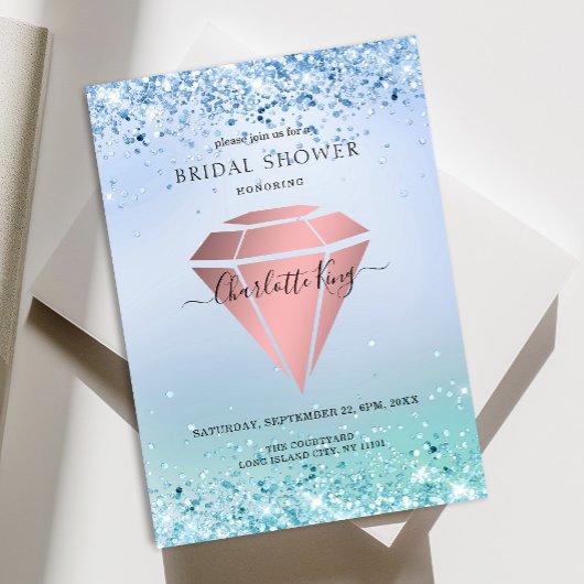 Eleganter Glitzer Diamond Einladung