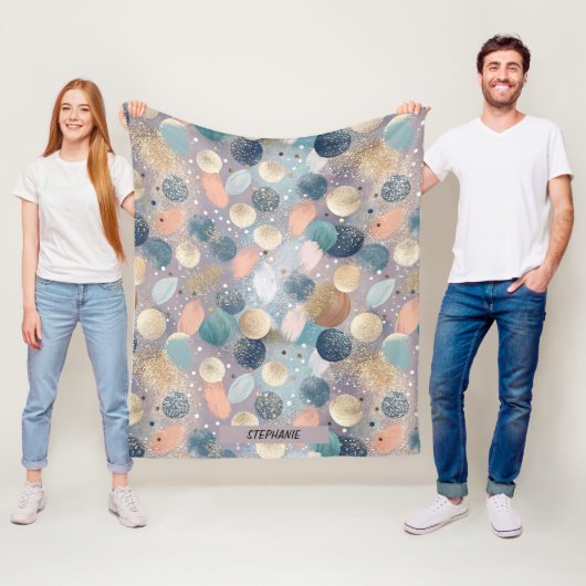 Eleganter Glitzer Dot & Brushstroke Abstrakt Fleecedecke (Beispiel)