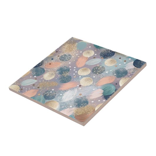 Eleganter Glitzer Dot & Brushstroke Abstrakt Fliese (Seite)