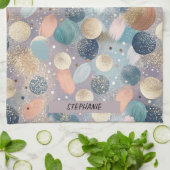 Eleganter Glitzer Dot & Brushstroke Abstrakt Geschirrtuch (Gefaltet)