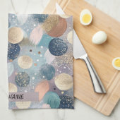 Eleganter Glitzer Dot & Brushstroke Abstrakt Geschirrtuch (Viertel Falte)