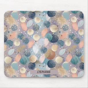 Eleganter Glitzer Dot & Brushstroke Abstrakt Mousepad
