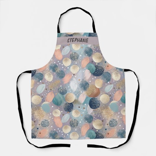 Eleganter Glitzer Dot & Brushstroke Abstrakt Schürze (Vorderseite)