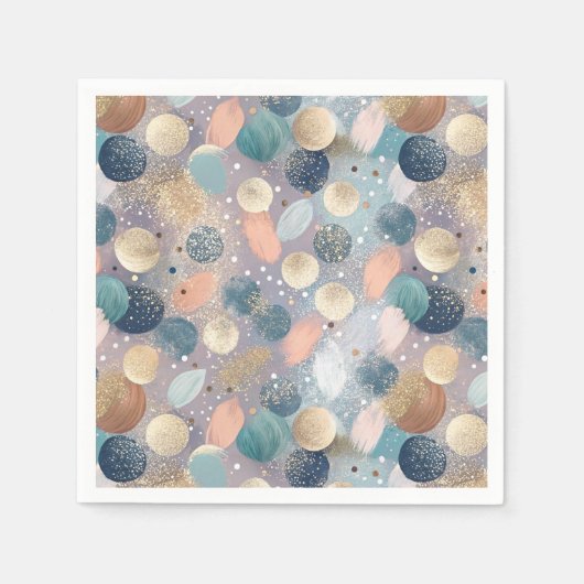 Eleganter Glitzer Dot & Brushstroke Abstrakt Serviette (Vorderseite)