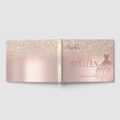 Eleganter Glitzer Dress Bokeh Rose Gold Sweet 16 Gästebuch (Voll)