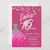 Eleganter Glitzer Dress String Lights Sweet 16 Einladung (Vorderseite)