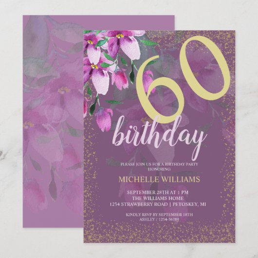 Eleganter Glitzer Einladung (Vorne/Hinten)