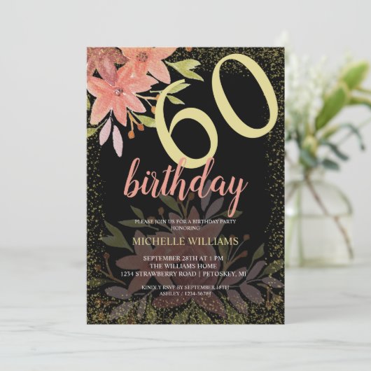 Eleganter Glitzer Einladung (Stehend Vorderseite)