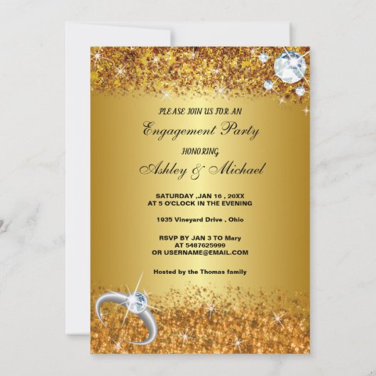 eleganter Glitzer Einladung (Rückseite)