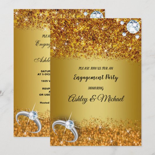 eleganter Glitzer Einladung (Vorne/Hinten)