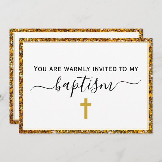 Eleganter Glitzer ERWACHSENER BAPTISMUS Einladung (Vorne/Hinten)