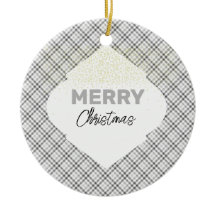 Eleganter Glitzer Frohe Weihnachten Kariert Grau W