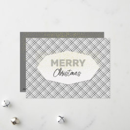 Eleganter Glitzer Frohe Weihnachten Tartan Gray Wh