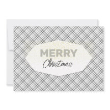 Eleganter Glitzer Frohe Weihnachten Tartan Gray Wh