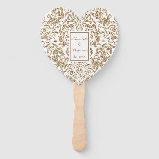 Eleganter Glitzer für Weiß- und Gold-Imitate Hochz Fächer (Vorderseite)