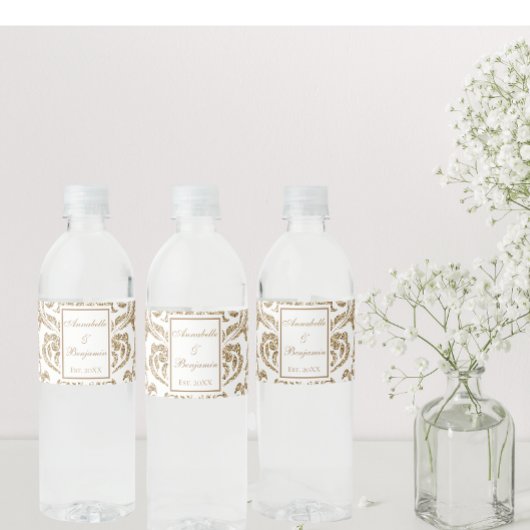 Eleganter Glitzer für Weiß- und Gold-Imitate Hochz Wasserflaschenetikett