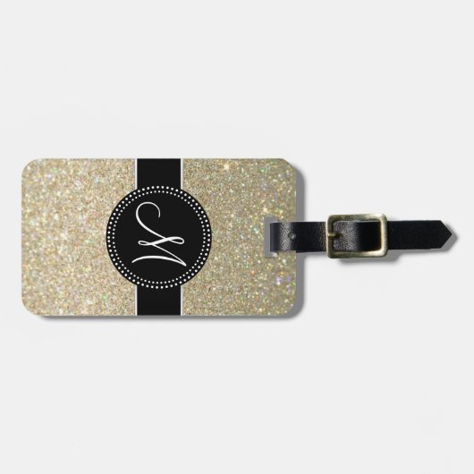 Eleganter Glitzer-Gepäck-Umbau mit ledernem Bügel Gepäckanhänger (Vorderseite horizontal)