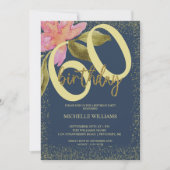 Eleganter Glitzer Gold Aquarellfarben Einladung (Vorderseite)